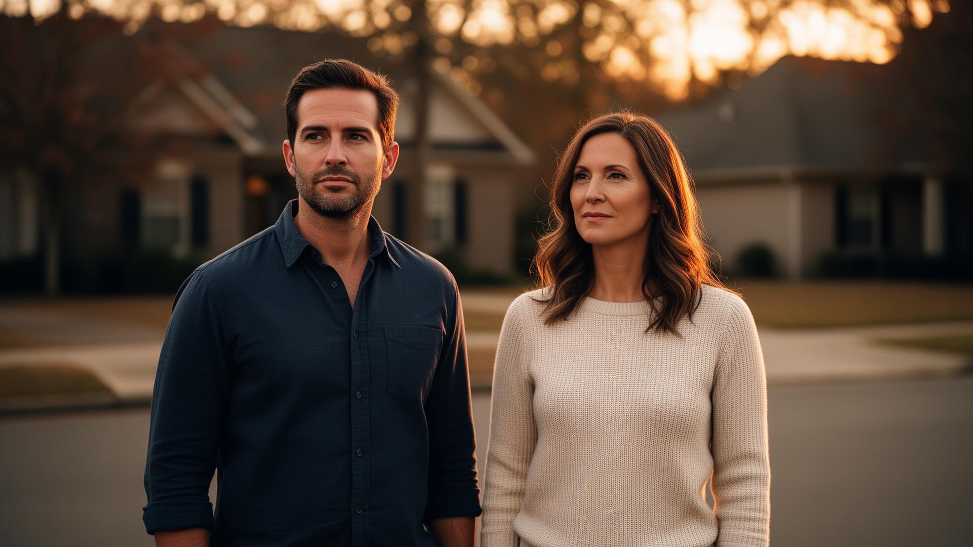 A responsibly armed couple at sunset outside their home
